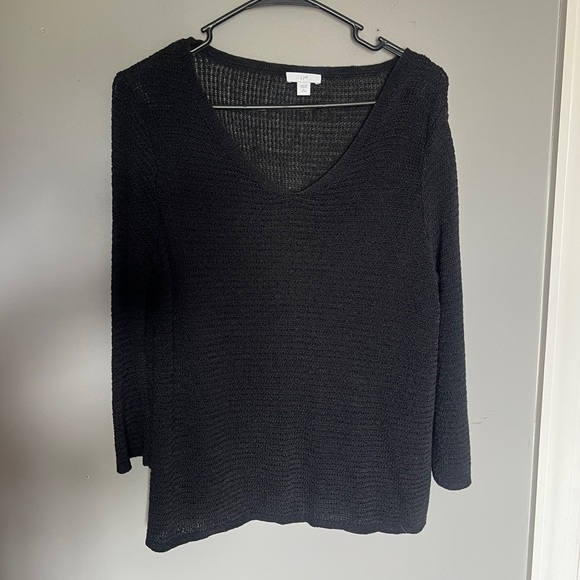 J. Jill Sweaters - J. Jill Black V-Neck Women's Sweater Size Large Petite